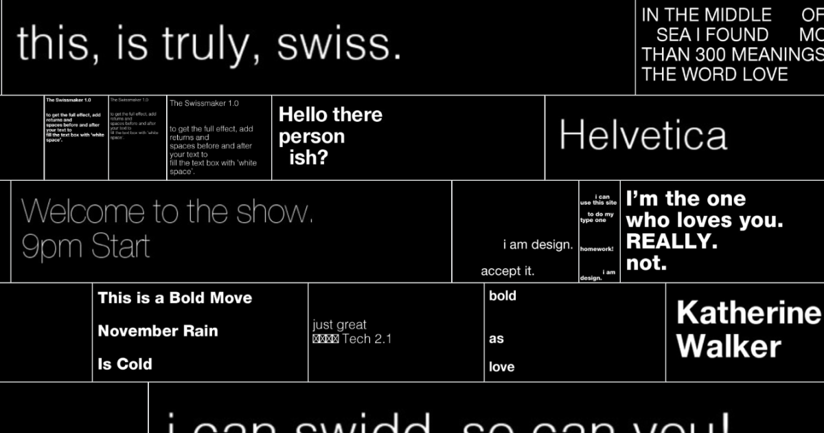 Anyone Can Swiss Design Exploration